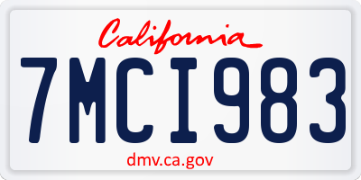 CA license plate 7MCI983