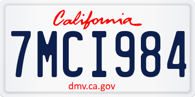 CA license plate 7MCI984