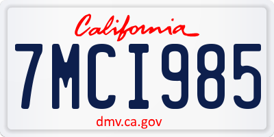 CA license plate 7MCI985