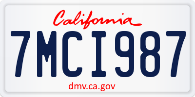 CA license plate 7MCI987