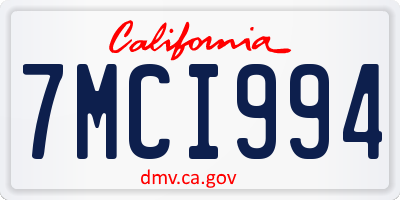 CA license plate 7MCI994