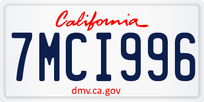 CA license plate 7MCI996