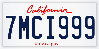 CA license plate 7MCI999