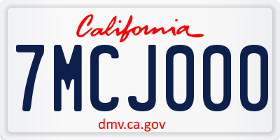 CA license plate 7MCJ000