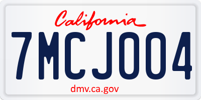 CA license plate 7MCJ004