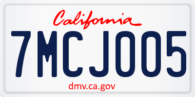 CA license plate 7MCJ005