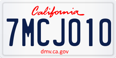 CA license plate 7MCJ010