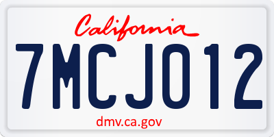 CA license plate 7MCJ012