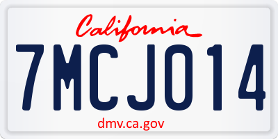 CA license plate 7MCJ014