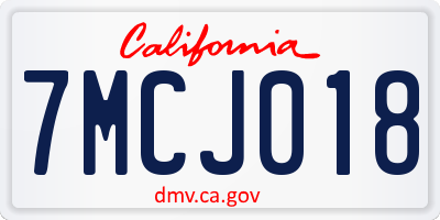 CA license plate 7MCJ018