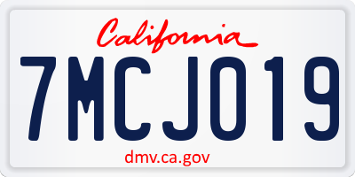 CA license plate 7MCJ019
