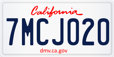 CA license plate 7MCJ020