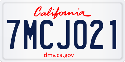 CA license plate 7MCJ021