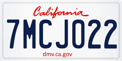 CA license plate 7MCJ022