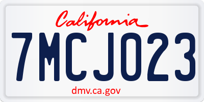CA license plate 7MCJ023