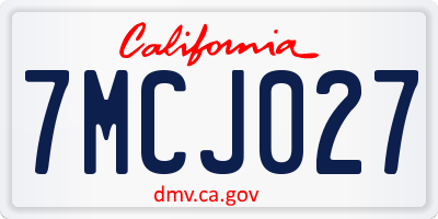 CA license plate 7MCJ027