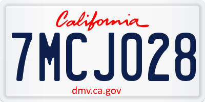 CA license plate 7MCJ028