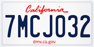 CA license plate 7MCJ032