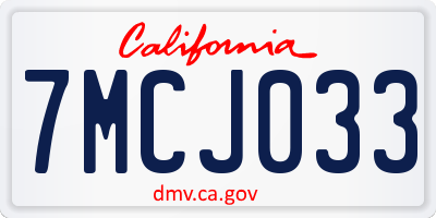 CA license plate 7MCJ033