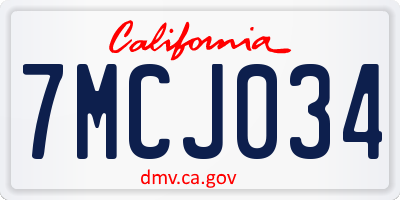 CA license plate 7MCJ034