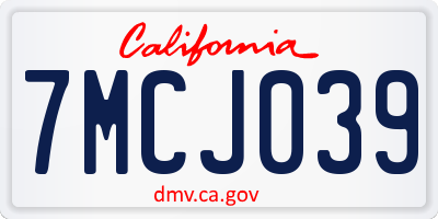 CA license plate 7MCJ039