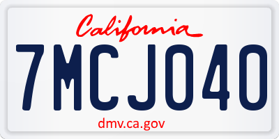 CA license plate 7MCJ040