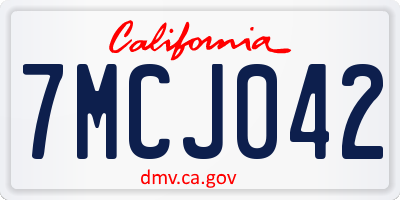 CA license plate 7MCJ042