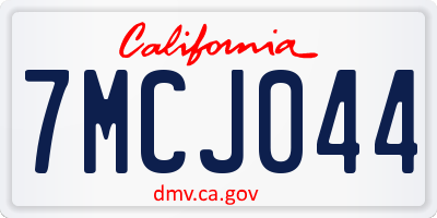 CA license plate 7MCJ044