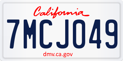 CA license plate 7MCJ049