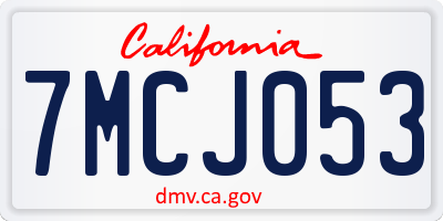 CA license plate 7MCJ053