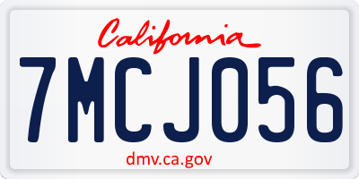 CA license plate 7MCJ056