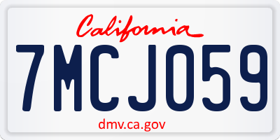CA license plate 7MCJ059