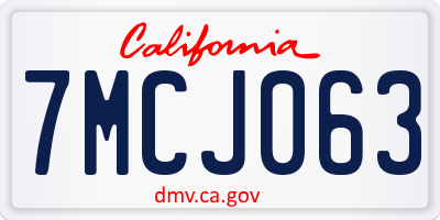 CA license plate 7MCJ063