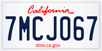 CA license plate 7MCJ067