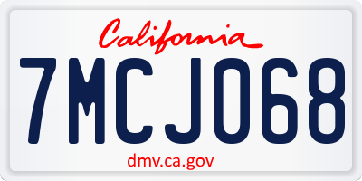 CA license plate 7MCJ068