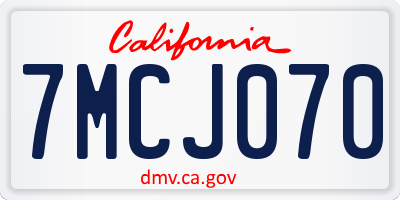 CA license plate 7MCJ070