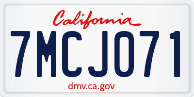 CA license plate 7MCJ071