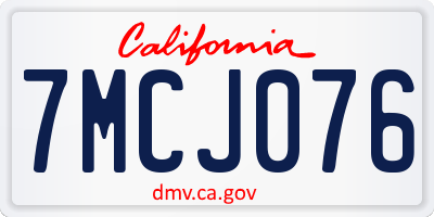 CA license plate 7MCJ076