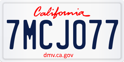 CA license plate 7MCJ077