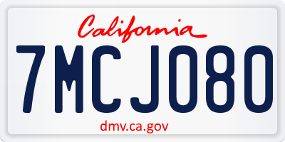 CA license plate 7MCJ080
