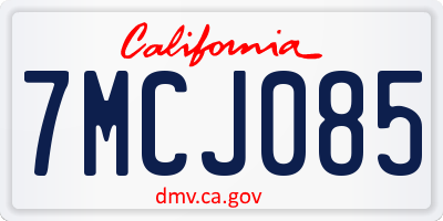 CA license plate 7MCJ085