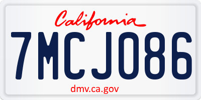 CA license plate 7MCJ086