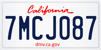 CA license plate 7MCJ087