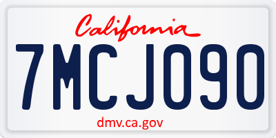 CA license plate 7MCJ090