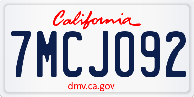 CA license plate 7MCJ092