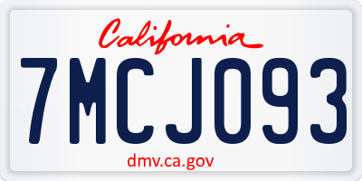 CA license plate 7MCJ093