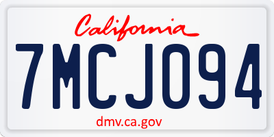 CA license plate 7MCJ094