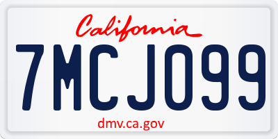 CA license plate 7MCJ099