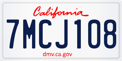 CA license plate 7MCJ108