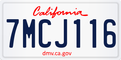 CA license plate 7MCJ116